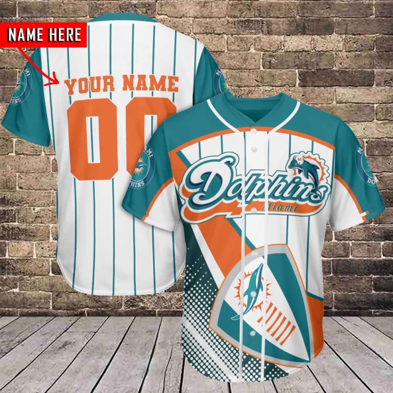 Miami Dolphins Personalized Baseball Jersey