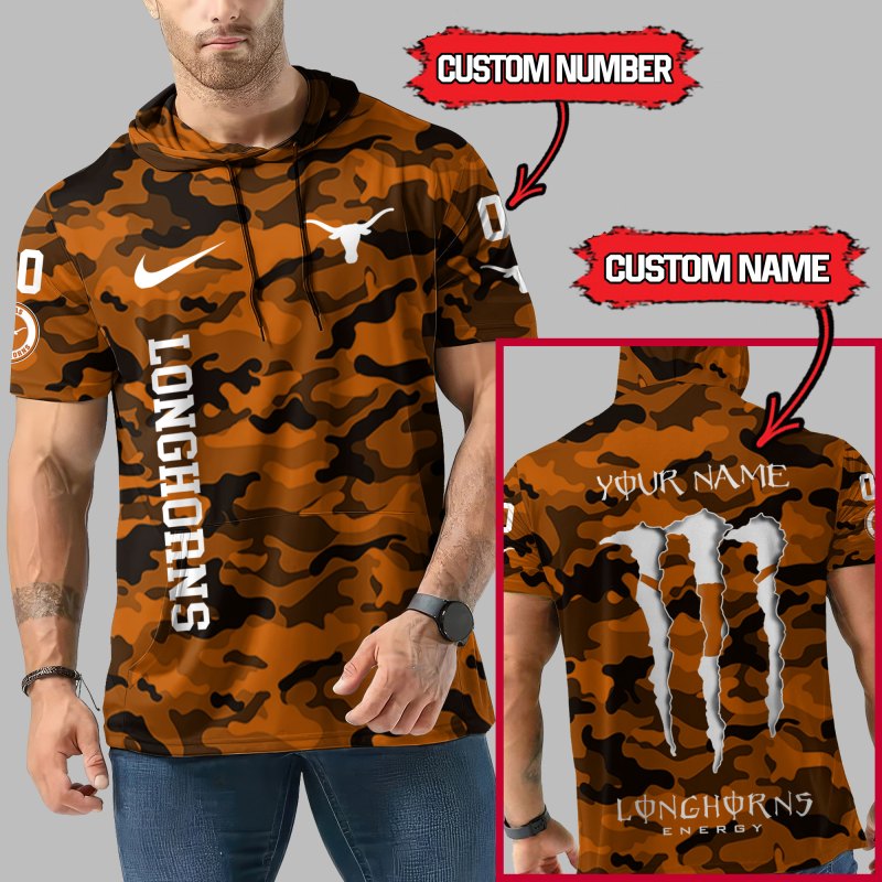 Texas Longhorns Personalized Camo Hoodie Side