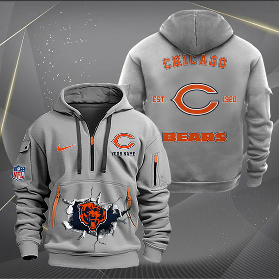 Chicago Bears Personalized Quarter Zip Hoodie