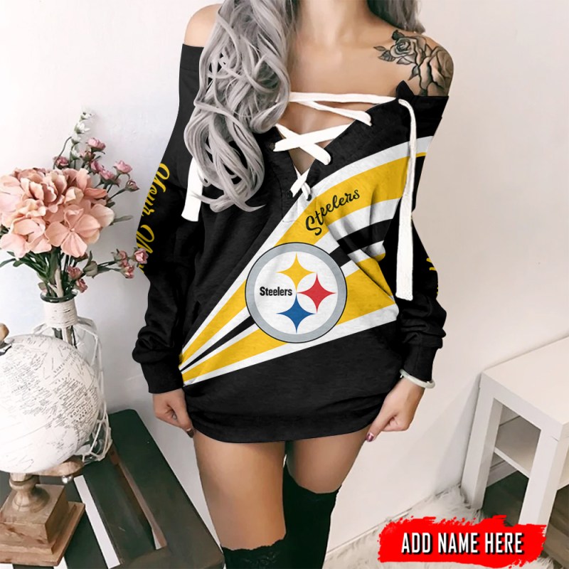 Pittsburgh Steelers Personalized Lace-Up Sweatshirt