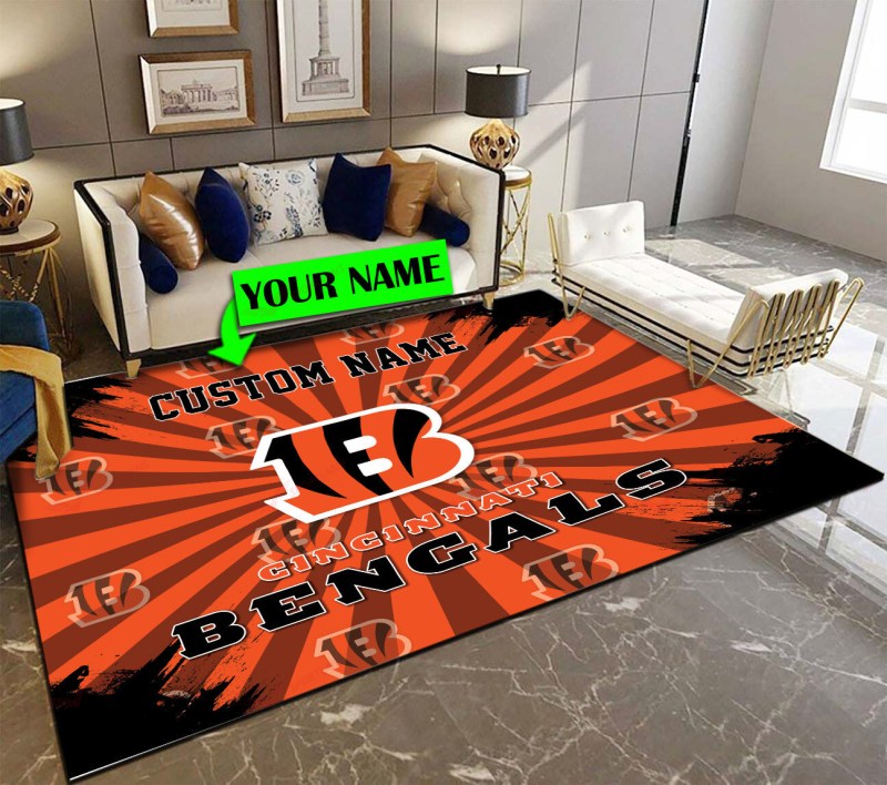 Cincinnati Bengals Personalized Premium Rectangle Rug 47