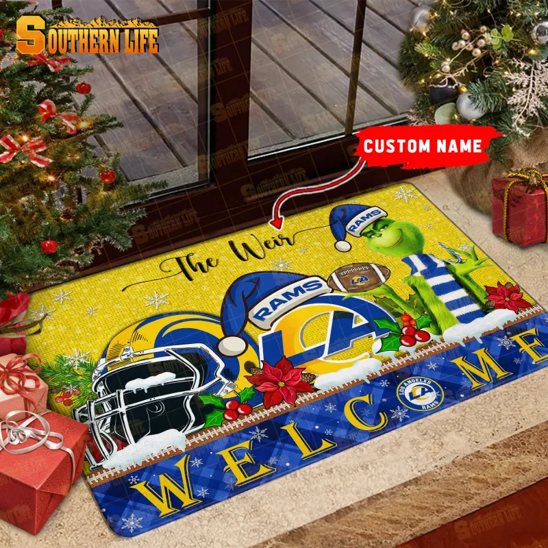 Los Angeles Rams Christmas Personalized Doormat