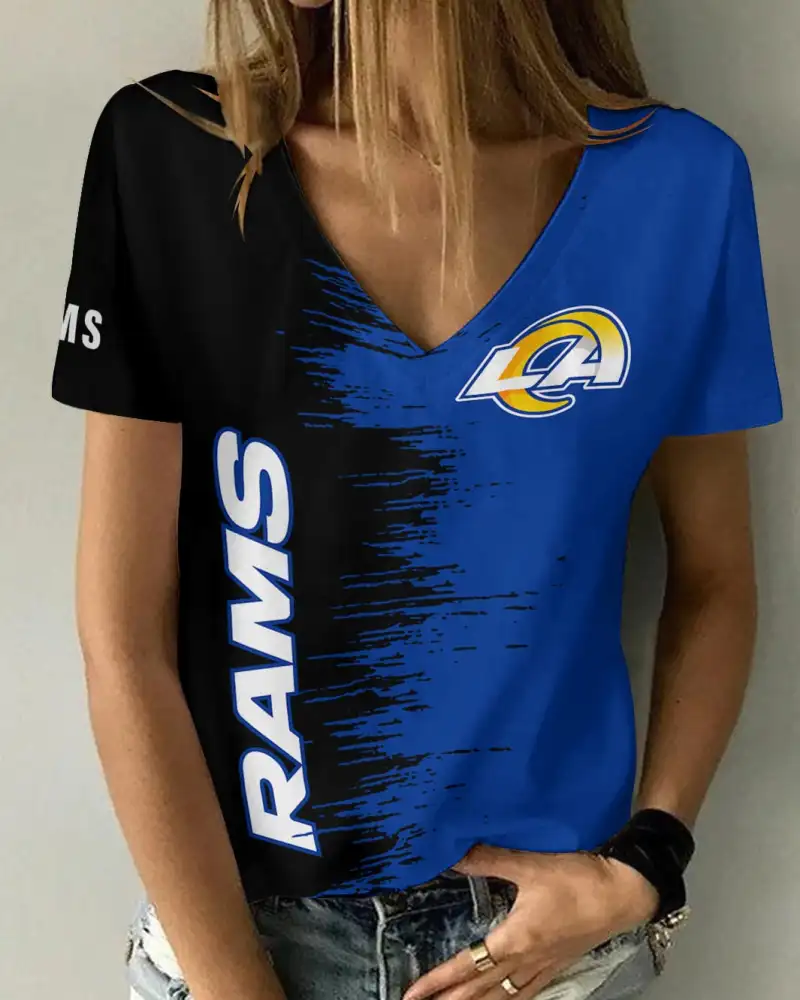 Los Angeles Rams Summer V-neck Women T-shirt