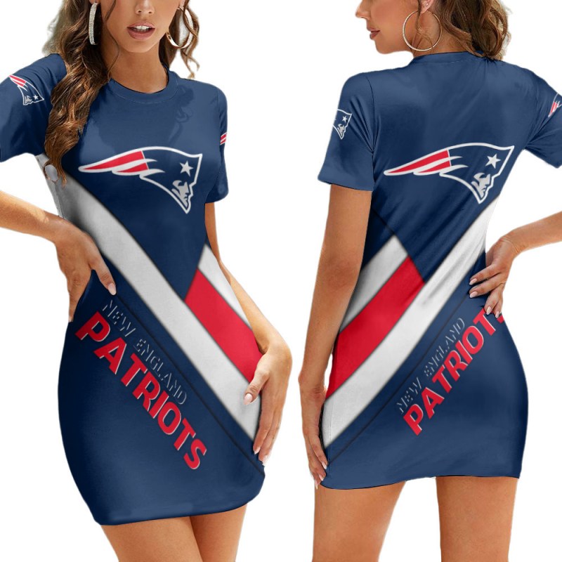 New England Patriots Short Sleeve Bodycon Mini Dress
