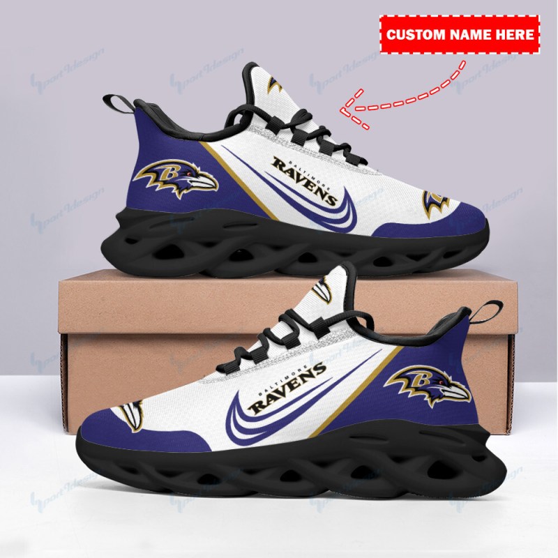 Baltimore Ravens Personalized Yezy Running Sneakers Back View