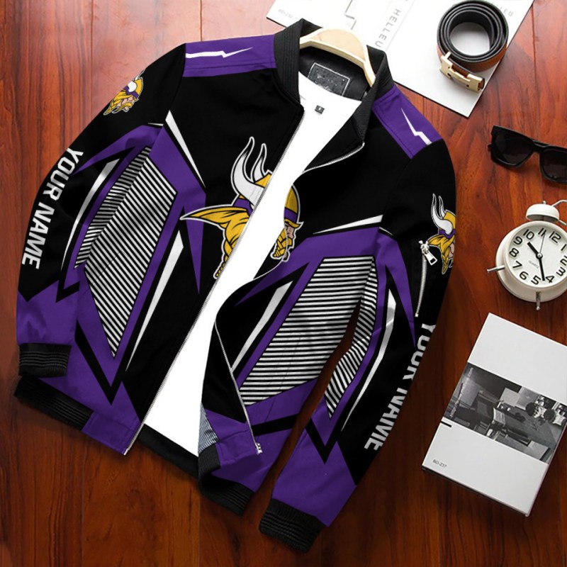 Minnesota Vikings Personalized Bomber Jacket Side