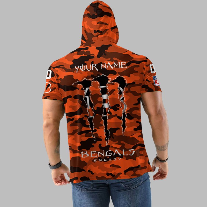 Cincinnati Bengals Personalized Camo Hoodie Back View