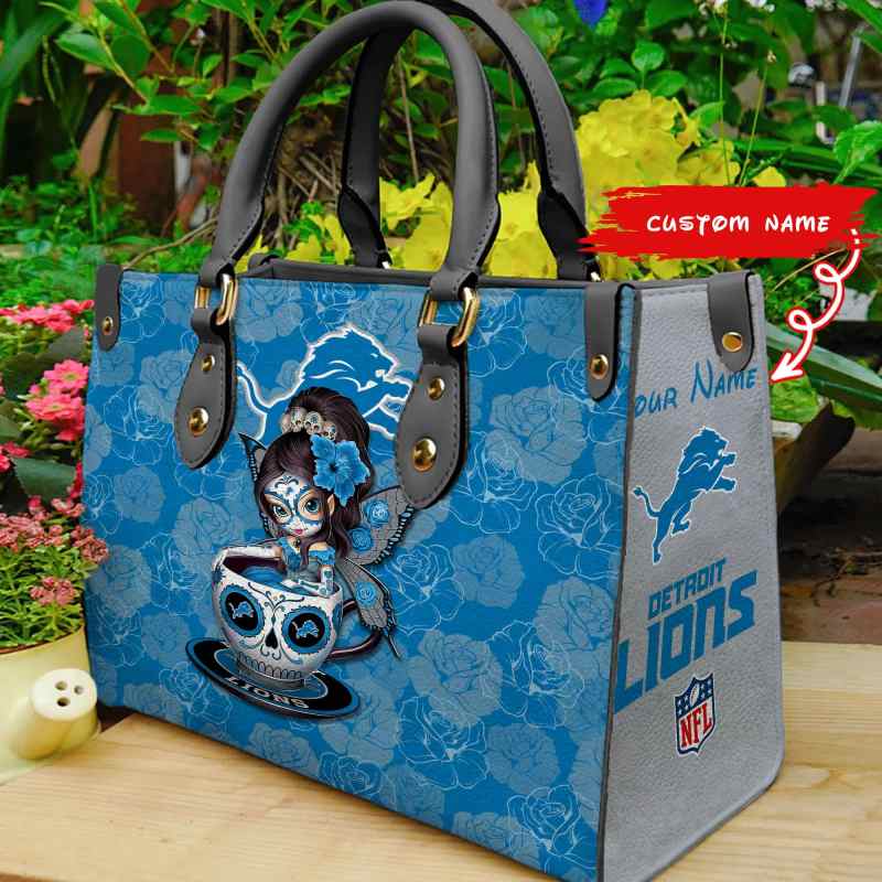 Detroit Lions Personalized Leather Hand Bag