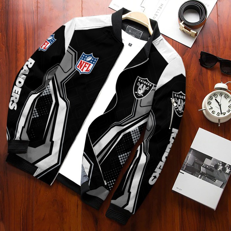 Las Vegas Raiders Bomber Jacket Side View