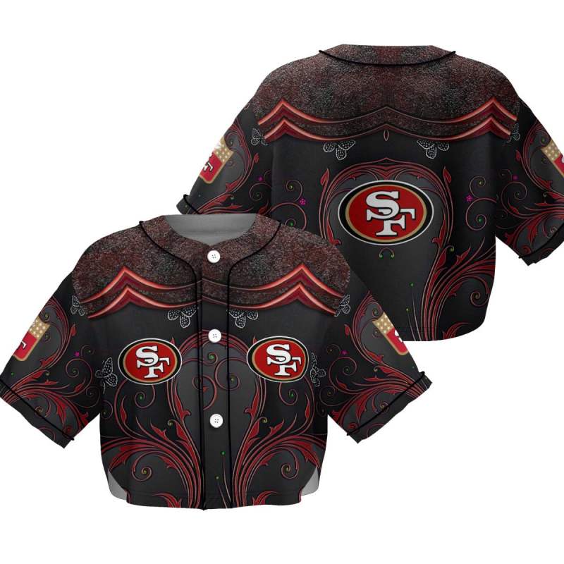 San Francisco 49ers Crop Top Baseball Jersey