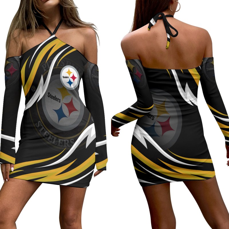 Pittsburgh Steelers Halter Lace-up Dress