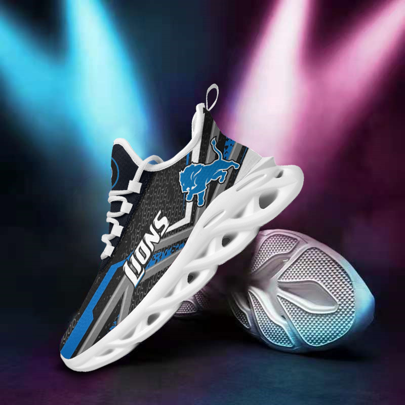 Detroit Lions Yezy Running Sneakers Close Up