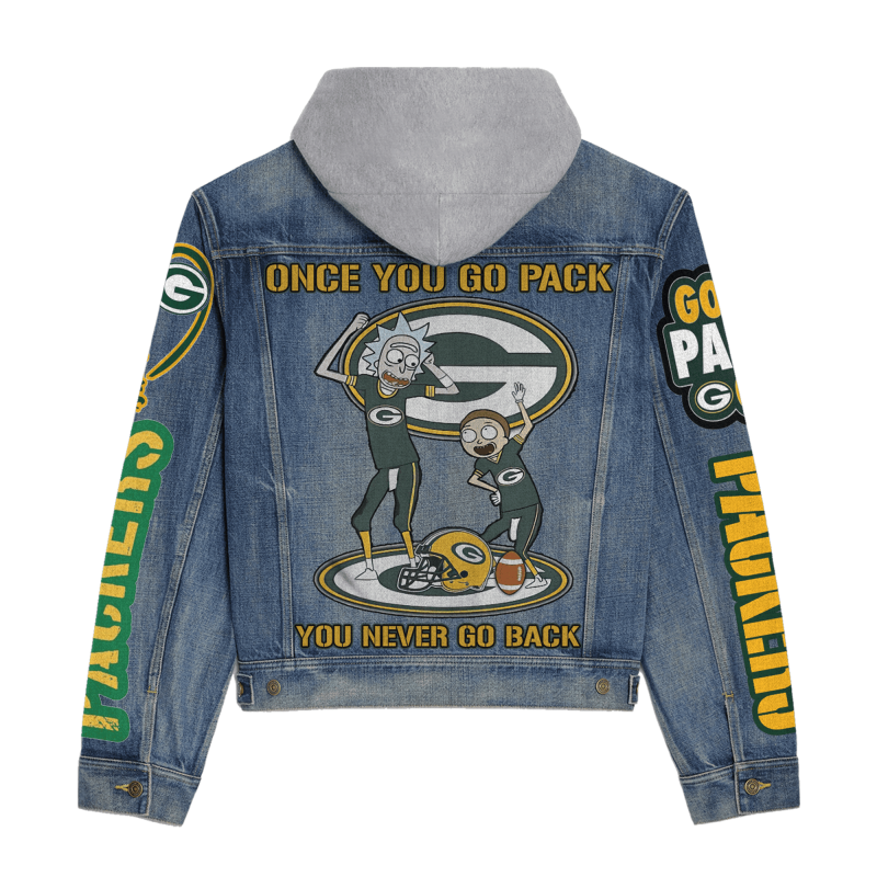 Green Bay Packers Premium Hooded Denim Jacket - Details