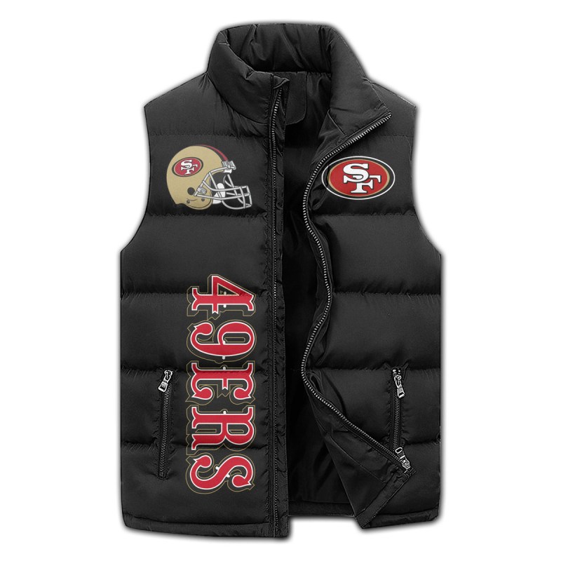San Francisco 49ers Premium Sleeveless Puffer Jacket - Back View