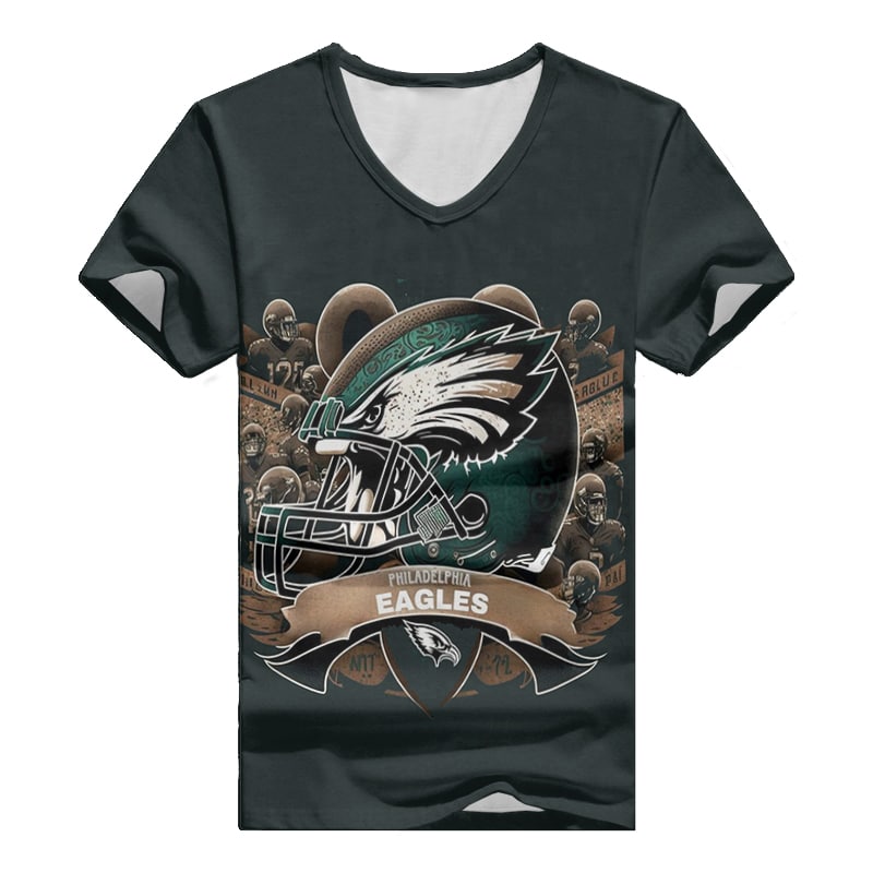 Comfortable Philadelphia Eagles V-neck T-shirt