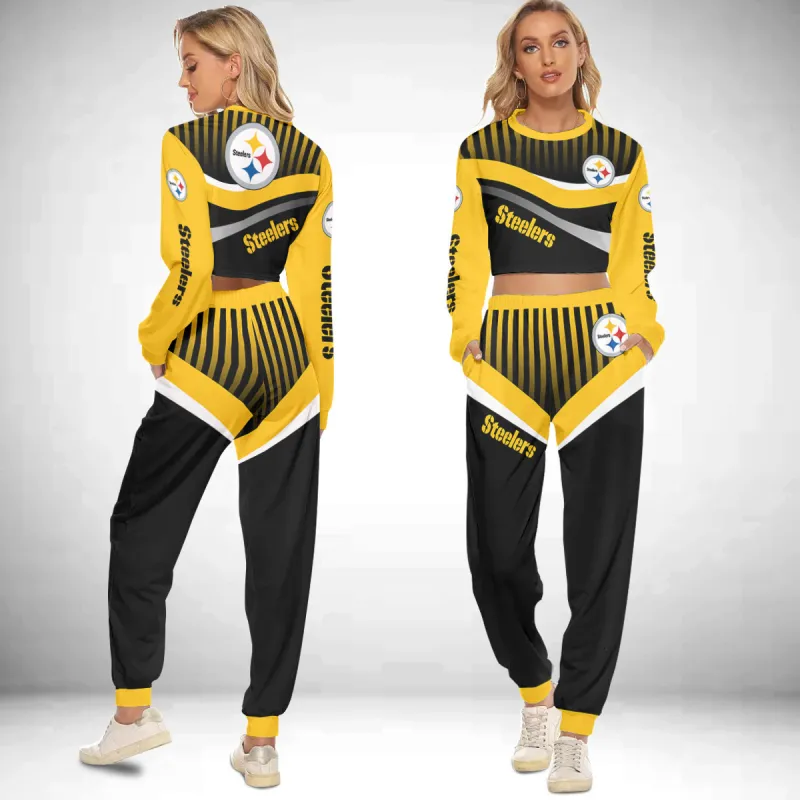 Pittsburgh Steelers Crop Sweatshirt Suit Image 1