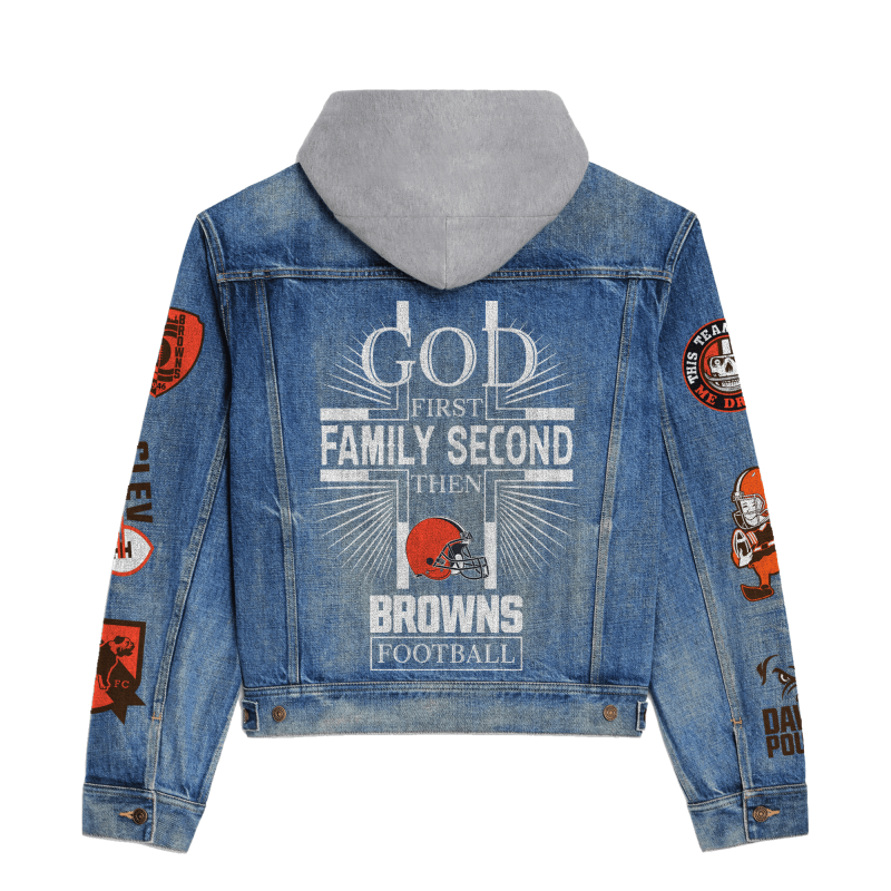 Cleveland Browns Hooded Denim Jacket Front View