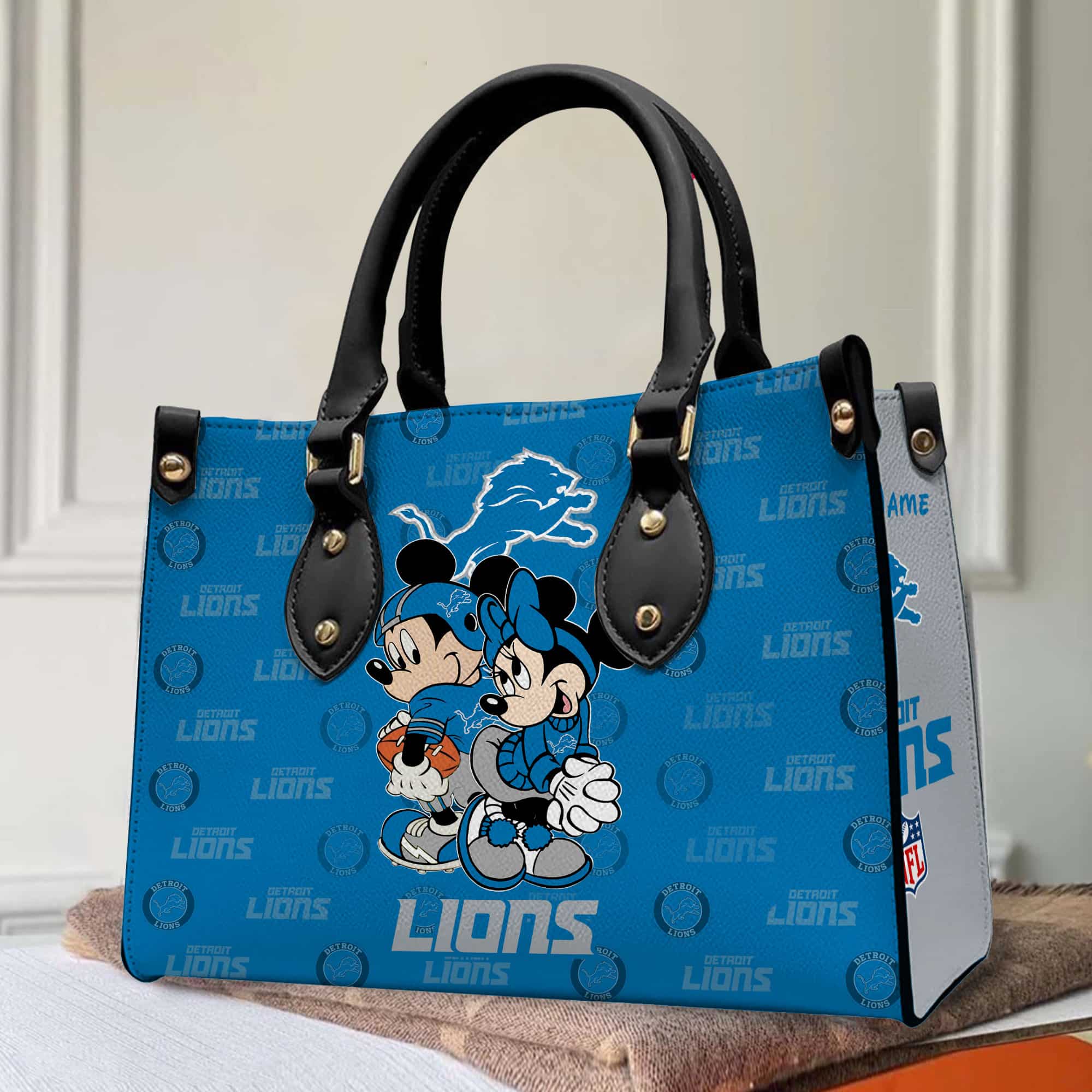 Detroit Lions Personalized Leather Hand Bag