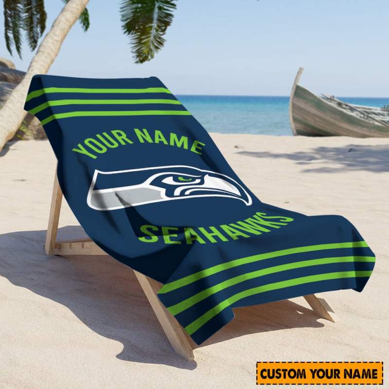 Seattle Seahawks Personalized Beach Towel 1