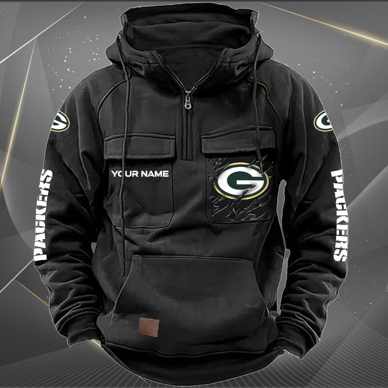 Green Bay Packers Multi-Pockets Zip Hoodie