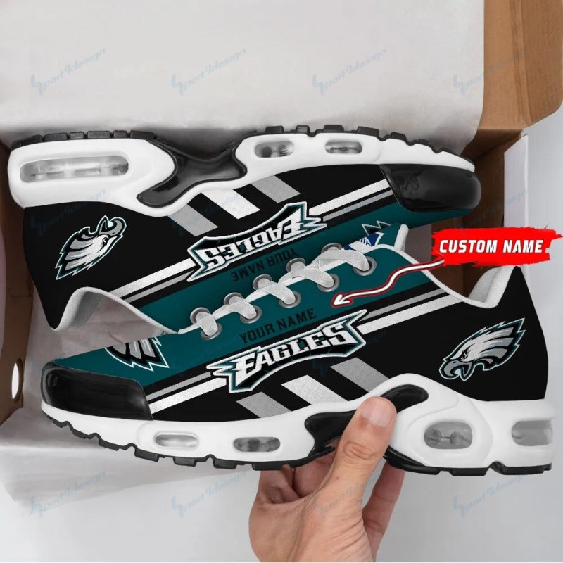 Side View of Philadelphia Eagles Personalized Plus T-N Youth Sneakers
