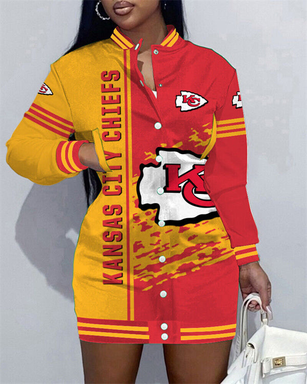 Kansas City Chiefs Women's Button Down Jacket Dress
