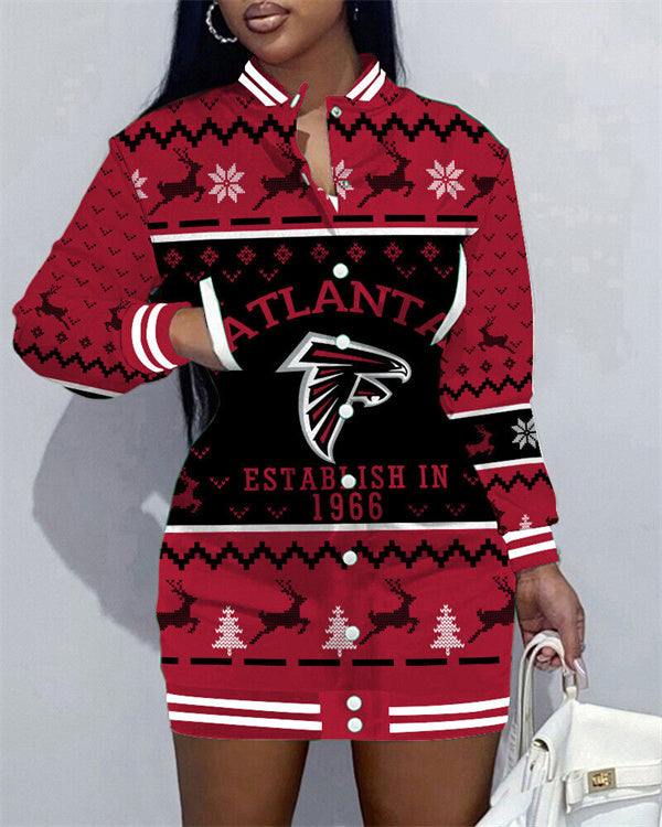 Atlanta Falcons Women Button Down Jacket Dress
