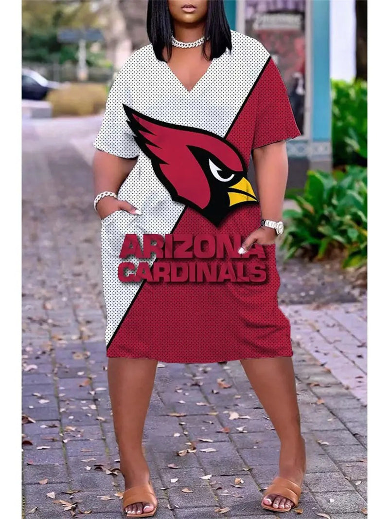 Arizona Cardinals V-neck Casual Pocket Dress