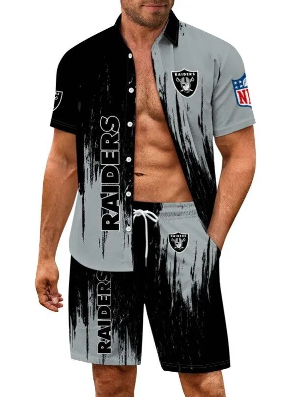 Las Vegas Raiders Hawaiian Shirt and Shorts