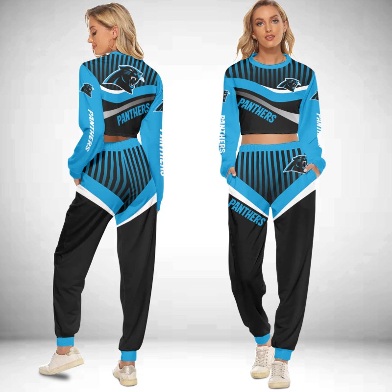Carolina Panthers Crop Sweatshirt Suit