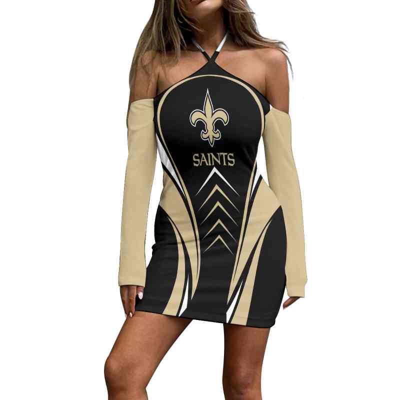 New Orleans Saints Halter Lace-up Dress Front View
