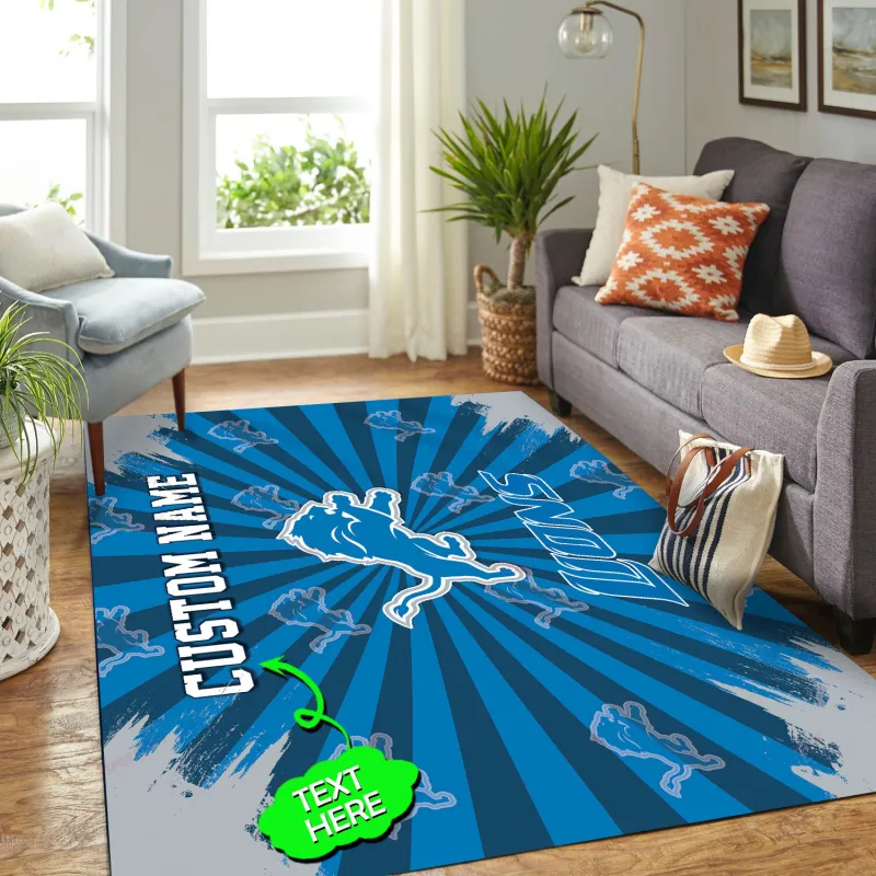 Detroit Lions Personalized Premium Rectangle Rug