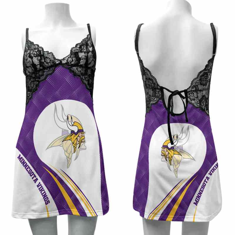 Minnesota Vikings Lace Back Strap Slip Dress