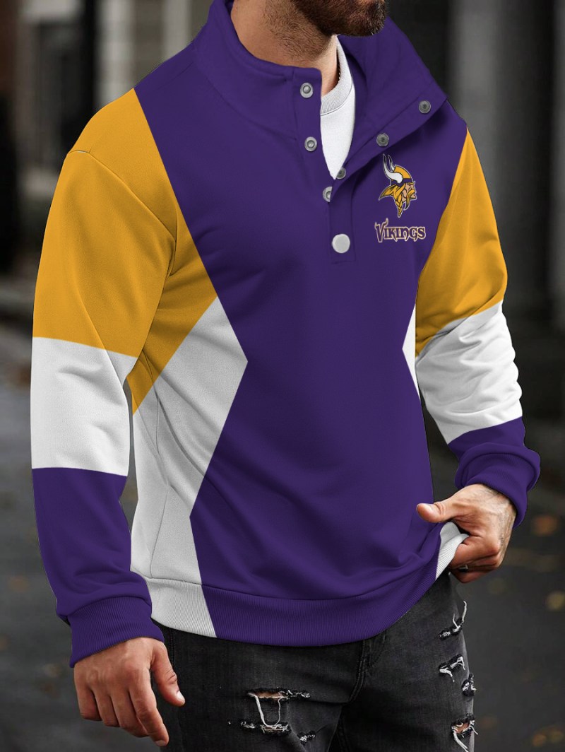 Minnesota Vikings Casual Colorful Stand Collar Sweatshirt