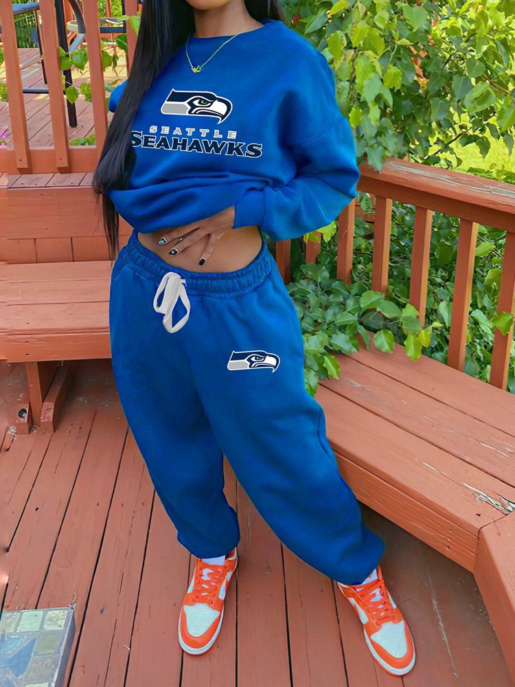 Seattle Seahawks Drop Shoulder Sweatshirt and Sweatpants