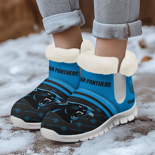 Carolina Panthers Comfy Winter Snow Boots Side View