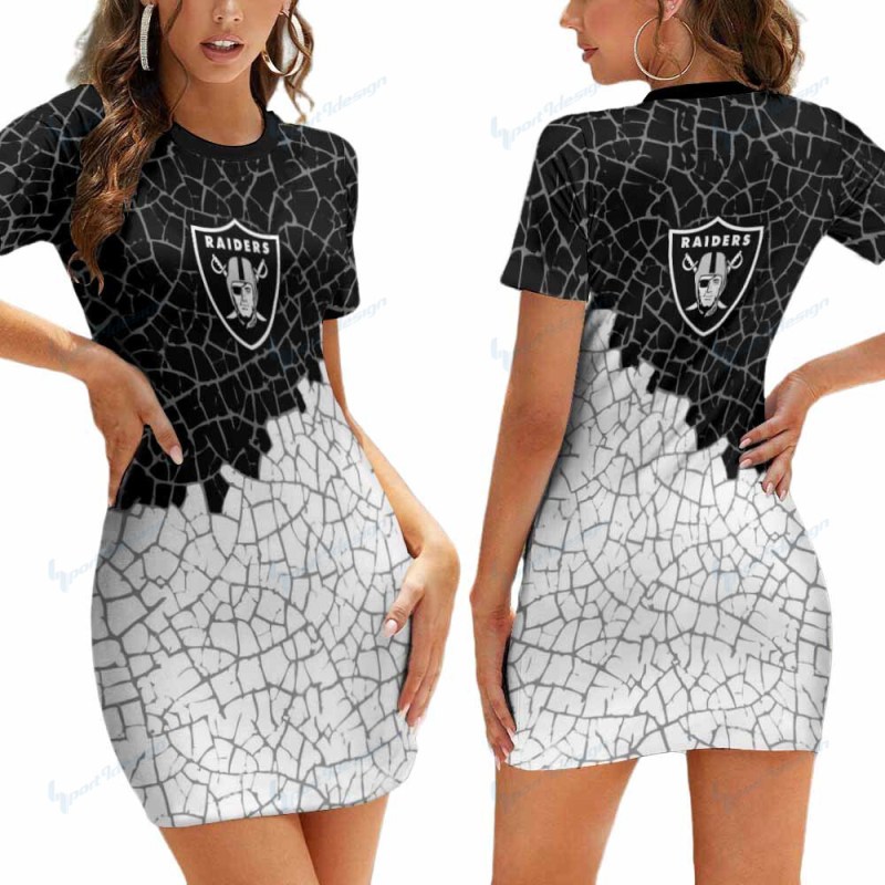Las Vegas Raiders Short Sleeve Bodycon Mini Dress