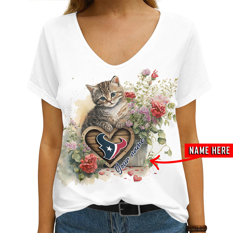 Houston Texans Personalized V-neck Women's T-shirt