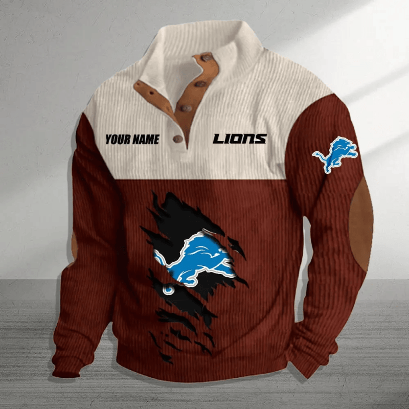 Detroit Lions Colorful Stand Collar Sweatshirt Image 5