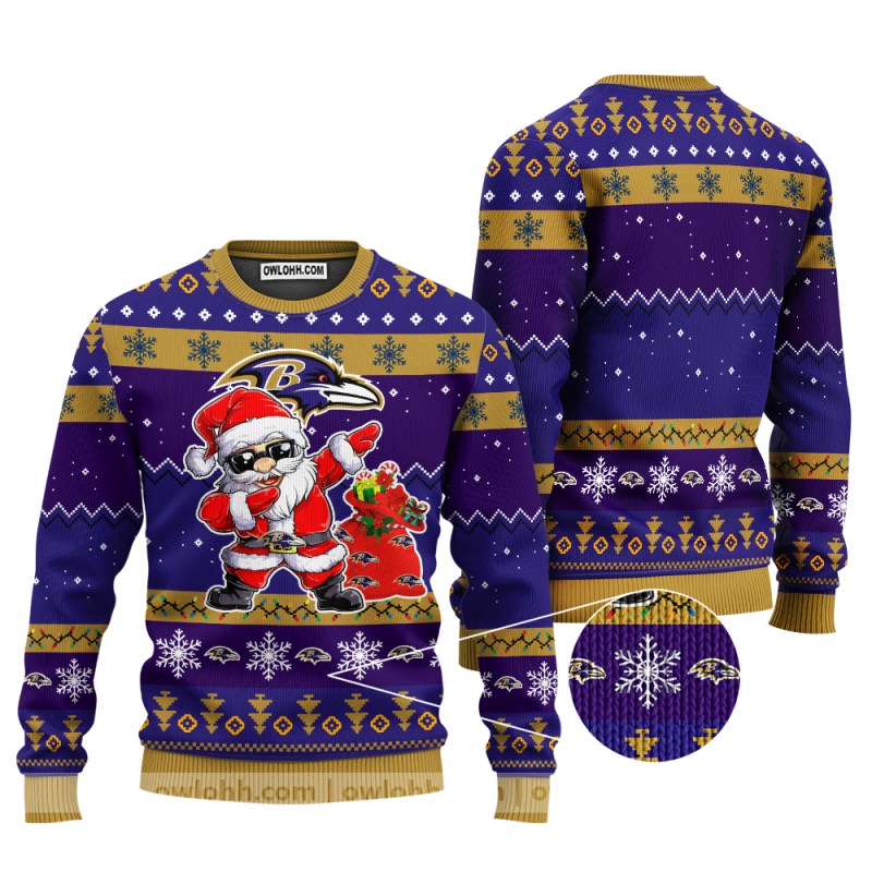 Baltimore Ravens Dabbing Santa Claus Ugly Christmas Sweater