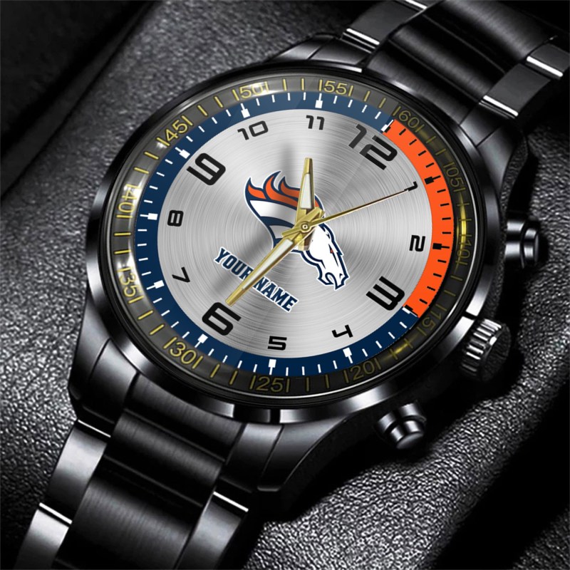 Denver Broncos NFL Black Hand Watch - Stylish Fan Accessory