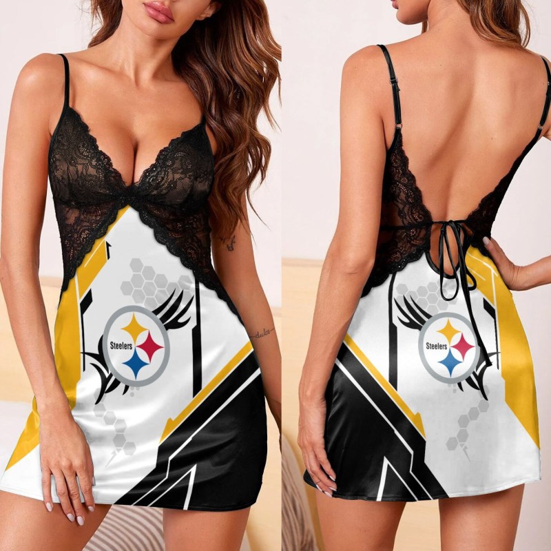 Pittsburgh Steelers Lace Back Slip Dress