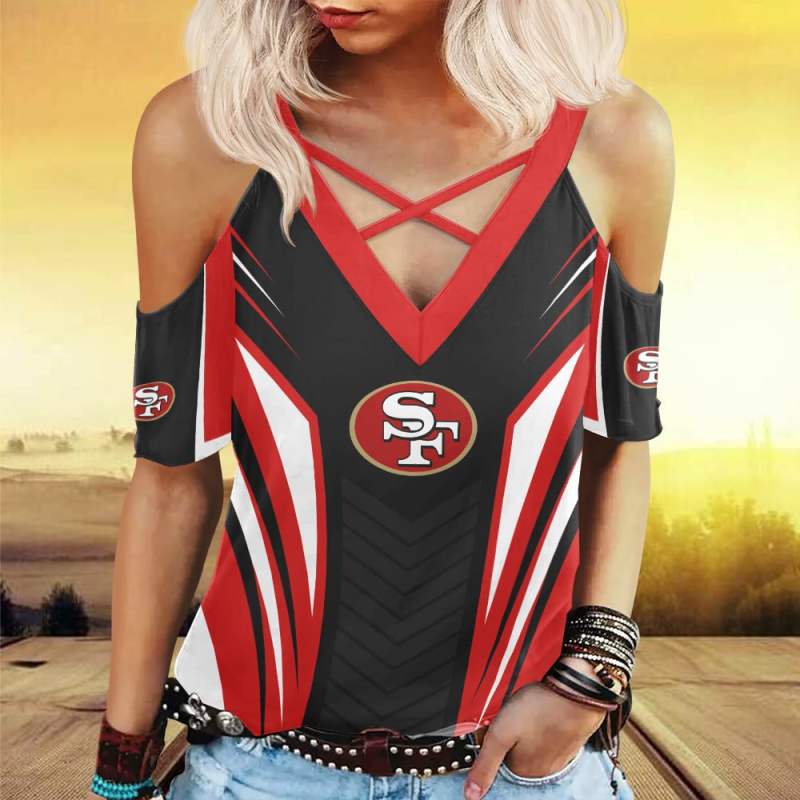 San Francisco 49ers Miss Hollow Out Blouse Shirt