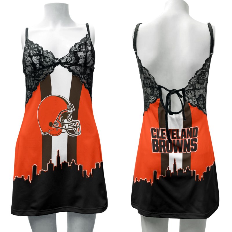 Cleveland Browns Lace Back Strap Slip Dress Image 1