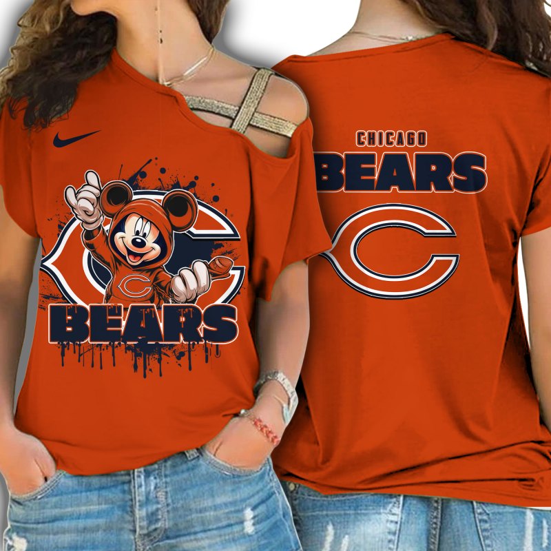 Chicago Bears Women's One Shoulder Shirt Model View