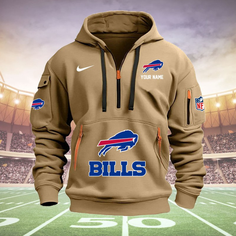 Buffalo Bills New Personalized Quarter Zip Hoodie - Image 3