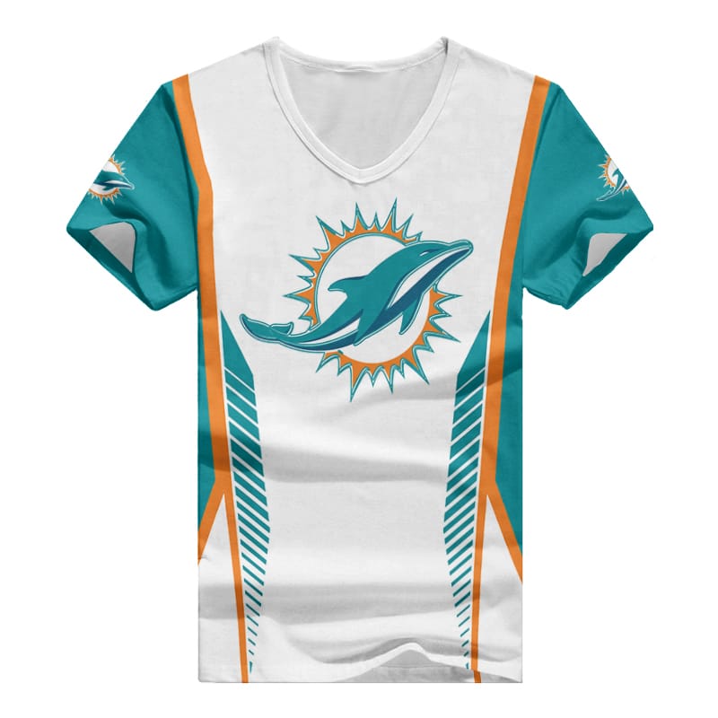 Miami Dolphins V-neck Women T-shirt Mockup 2