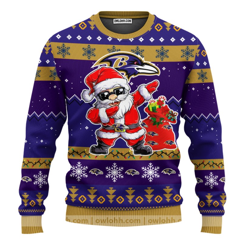 Baltimore Ravens Dabbing Santa Claus Ugly Christmas Sweater