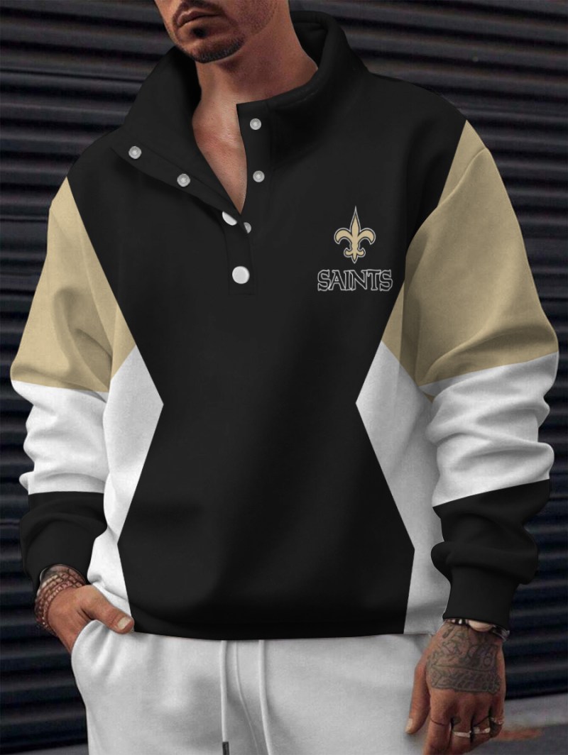 New Orleans Saints Casual Colorful Stand Collar Sweatshirt