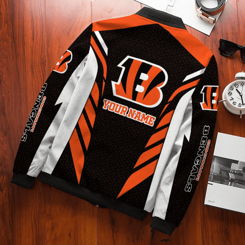 Cincinnati Bengals Personalized Bomber Jacket Lifestyle Image